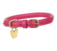 Shires Digby and Fox Rolled Leather Dog Collar - XS (29 - 34cm) · Pink