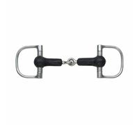 Shires Rubber Jointed Horse D-Ring Snaffle Bit Black/silver (4.5In)