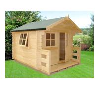 Shires Salcey Mini Log Cabin Playhouse Kid's Wendy House in Light Brown Shires Light Brown