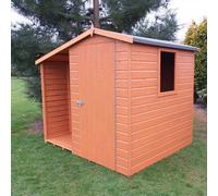 Shires Shed & Log Store 7x6' Dip Treated Single Door with One Opening Window in Brown Shires Brown