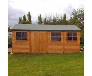 Shires Shiplap Mammoth Loglap 12x24 ft Shed Double Door - Two Opening Window in Brown Shires Brown