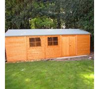 Shires Shiplap Mammoth Loglap 12x30 ft Shed Double Door - Two Opening Window in Brown Shires Brown