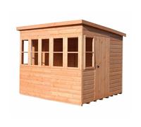 Shires Sun Pent 8x8' Single Door with 7 Windows Wooden Garden Potting Shed in Light Tan Shires Light Tan