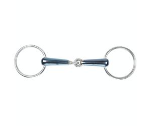 Shires Sweet Iron Hollow Mouth Horse Loose Ring Snaffle Bit4.5in Blue ER831