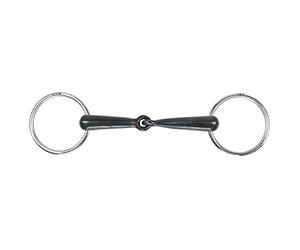Shires Sweet Iron Hollow Mouth Loose Ring Snaffle Bit in Black 6", Black Sweet Iron