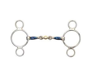 Shires Sweet Iron Lozenge Horse 2 Ring Gag Bit Blue (5In)