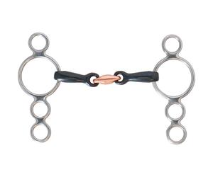 Shires Three Ring Dutch Gag With Lozenge - Black Sweet Iron - 5.5
