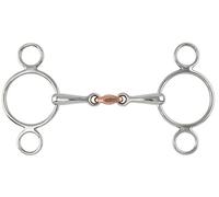 Shires Two Ring Copper Lozenge Gag - Steel - 5.5