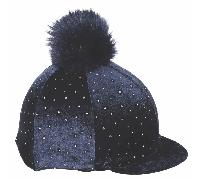 Shires Velvet Sparkle Hat Cover - Navy - Size: Large