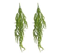 Shirfloral 2 Pack 32” Artificial Hanging Plants Faux String of Pearls Plant Fake Green Amaranthus Flower Wall Hanging Lover Tears Wedding Home Garden Decoration