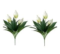 Shirfloral 2 Packs Artificial Spathiphyllum Silk Plants 18.5" Faux Peace Lily Anthurium Flower for Wedding Home Garden Decoration (White)