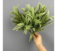 Shirfloral 2Pcs Artificial Dracaena Reflexa Plant 12.2" Faux Green Spider Plants for Indoor Outdoor Home Garden Office Wedding Decoration
