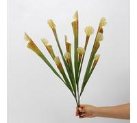 Shirfloral 4Pcs Artificial Carnivorous Pitcher Plant 21.6In Fake Sarracenia Flower Stem for Vase Home Wedding Festival Floral Decoration (Yellow)