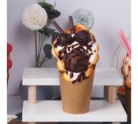 Shirfloral Fake Food Display Simulation Egg Waffle Ice Cream Model Artificial Bubble Waffle Model for Cake Shop Kitchen Display Decoration (56)