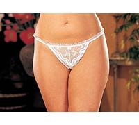 Shirley of Hollywood Number X10 Size 3X/4X White Scalloped Embroidery Crotchless Thong