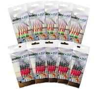 SHIROKAZU Sabiki Mackerel Feather Rigs - Reflective Luminous Glow Fishing Lures with Anti-Rust Steel Hooks, Sea Fishing Bait Rigs for Bass, Mackerel, Herring, Trout, Perch & Carp - (Mixed 10 Packs)