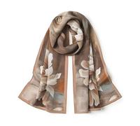 SHIROUYU - 100% Mulberry Silk Head and Neck Scarf for Women 55" x 14" Long Rectangular Hair Towel with, Brown-7, Único