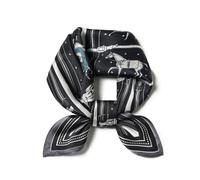 SHIROUYU 100% Mulberry Silk Scarf 21 "x 21" Square - Neck Scarf - Women Men Small Square Pocket Scarf - With Gift Packed, Black Horse, 53 * 53CM