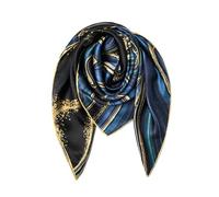 SHIROUYU 100% Mulberry Silk Scarf 43" Large Square Scarf Large Shawl - Women's Silk Oversized Headband - With Gift Packed, Blue-black, Único