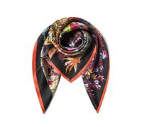 SHIROUYU 100% Pure Mulberry Silk Scarf 35" Large Square Lightweight Headscarf -Women’s Hair Wraps The shawl-With Gift Packed, Black Red, 88 * 88CM