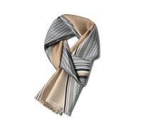 SHIROUYU Men's Silk Twill Scarf - 100% Mulberry Silk, Luxurious & Silky Soft, Extra Long for Warmth (Gift Packaged), White-color-blocking, 10.2" X 62.9" (26cm X 160cm)