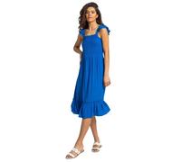 Roman Originals Women Shirred Bodice Frill Detail Midi Dress - Ladies Spring Everyday Summer Evening Vacation Work Holiday Smart Casual - Royal Blue - Size 20