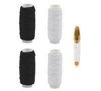 Shirring Shearing Elastic Thread 4 Pcs, Durable Black White Elastic Sewing Thread with Sewings Snips, 30m Each Stretchy Polyester Cord for Sewing Smocking Crafts and Clothes