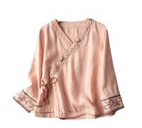 Shirt Chinese Hanfu Embroidery Improved Long Sleeve Cheongsam V-Neck Tops Chinese Floral Tang Suit Spring Tai Chi