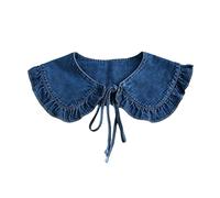 Shirt Collar Decor Women's Fake Collar Solid Color Ruffle Trim Lace-up False Collar Removable Denim Shirt Collar Insert Dress Shirt Collar Accessory A