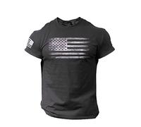 Shirt Designer Men's American Flag O Men's Blouse Short T-Shirt with Printed Sleeves Neck Distressed Men's Blouse Dark Red Shirt Men, black, XL