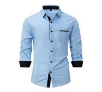 Shirt Flowers Men's Short Sleeve Men's Fashion Casual Top Shirt Simple Comfortable Plain Button Shirt Top Long Sleeve Top Men's Shirts Classic, blue, XXL