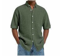 Shirt for Men Short Sleeve Plain Regular Fit Summer Shirts Comfy Button Down Shirt Home Outdoor Casual Daily Wear Strechy Collar Tops Men Size S-5XL