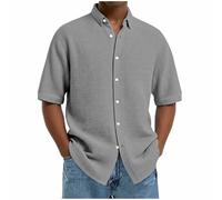 Shirt for Men Short Sleeve Plain Regular Fit Summer Shirts Comfy Button Down Shirt Home Outdoor Casual Daily Wear Strechy Collar Tops Men Size S-5XL