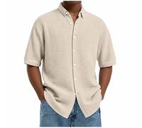 Shirt for Men Short Sleeve Plain Regular Fit Summer Shirts Comfy Button Down Shirt Home Outdoor Casual Daily Wear Strechy Collar Tops Men Size S-5XL