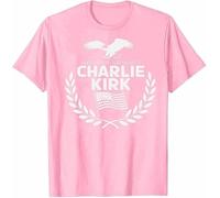 Shirt for Women USA Flag Print Charlie Kirk T-Shirt Turning Point America Flag Graphic Basic Tees (UK, Alpha, XXL, Regular, Regular, Pink)