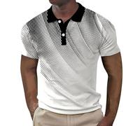 Shirt Men - Male Spring Summer Plaid Shirt Button Up Lapel Top Gradient Graphic Prints Turndown Outdoor Street Short Sleeve Print T Shirt (White Xl)