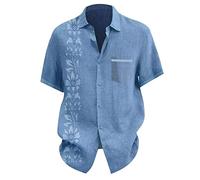 Shirt Men's Short Sleeve Hawaiian Shirt Summer Shirt Slim Fit Lightweight 2024 Casual Shirt Non-Iron Casual Beach Shirt Elegant Outdoor Holiday Shirt Funny Hawaiian Shirt Party Shirt, sky blue, XL