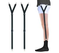 Shirt Stays for Men Shirt Garters Black Adjustable Elastic with Non Slip Clips Sock Garters Keep Shirt for Military or Professional (1 Pair of Garters）