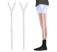 Shirt Stays for Men Shirt Garters for Men Adjustable Elastic with Non Slip Clips Sock Garters Keep Shirt Tucked In for White (1 Pair of Garters