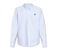 Shirt with logo, male, Ami Paris, Formal Shirts, Blue, M, Shirts M