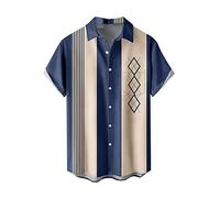 Shirt with Pocket Hawaiian Shirt for Men Men's Retro Button Down Bowling Shirts 50s Rockabilly Style Hawaiian Shirts Dress Shirts Men's Graphic Shirts Short Sleeve Button JANUK40430HOT1421