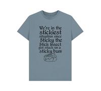 Shirtbox Blackadder Sticky The Stick Insect T-Shirt Stone Blue