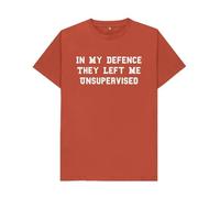 Shirtbox in My Defence They Left Me Unsupervised T-Shirt Rust