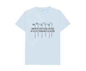 Shirtbox Know How to Use an Iron Funny Golf Slogan T-Shirt Sky Blue