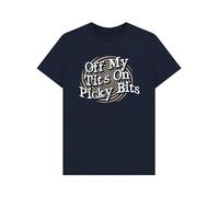 Shirtbox Off My Tits On Picky Bits Funny Christmas Slogan T-Shirt Navy Blue