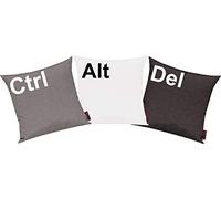 Shirtinstyle Pillowcase Cover Set 3 Piece, Cushion Motif Ctrl, Alt, Del - Grey, 40x40cm