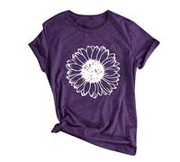 Shirts Cute Wildflower Boho Short Sleeve Round Neck Tee Girls Casual Loose Blouses Women Live by The Sun Love by The Moon T Shirts Teen Girl Cute Graphic Tshirt Boho Tee Casual JANUK21214-5794 Purple