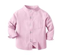 Shirts for Boy Long Sleeve Designer Shirt Grandad Collar Casual Shirts with Pocket Solid Colour Smart Uniform Button up Valueweight Shirt Spring Boys School Clothes Ages 3-8Y