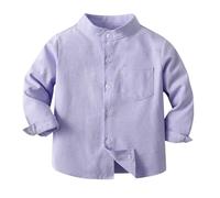 Shirts for Boy Long Sleeve Designer Shirt Grandad Collar Casual Shirts with Pocket Solid Colour Smart Uniform Button up Valueweight Shirt Spring Boys School Clothes Ages 3-8Y