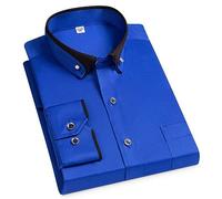 Shirts For Men Adult,Mens Non Iron Stretch Shirt Long Sleeve Regular Fit Solid Shirts Casual Button Down Shirts Stylish Funky Fancy Shirt Business Shirts Party Hawaiian Shirts Dress Shirts,Blue,3Xl